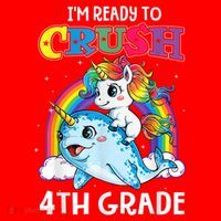 Im Ready To Crush 4th Grade Narwhal Unicorn Back To School Santa Hat thumb 1