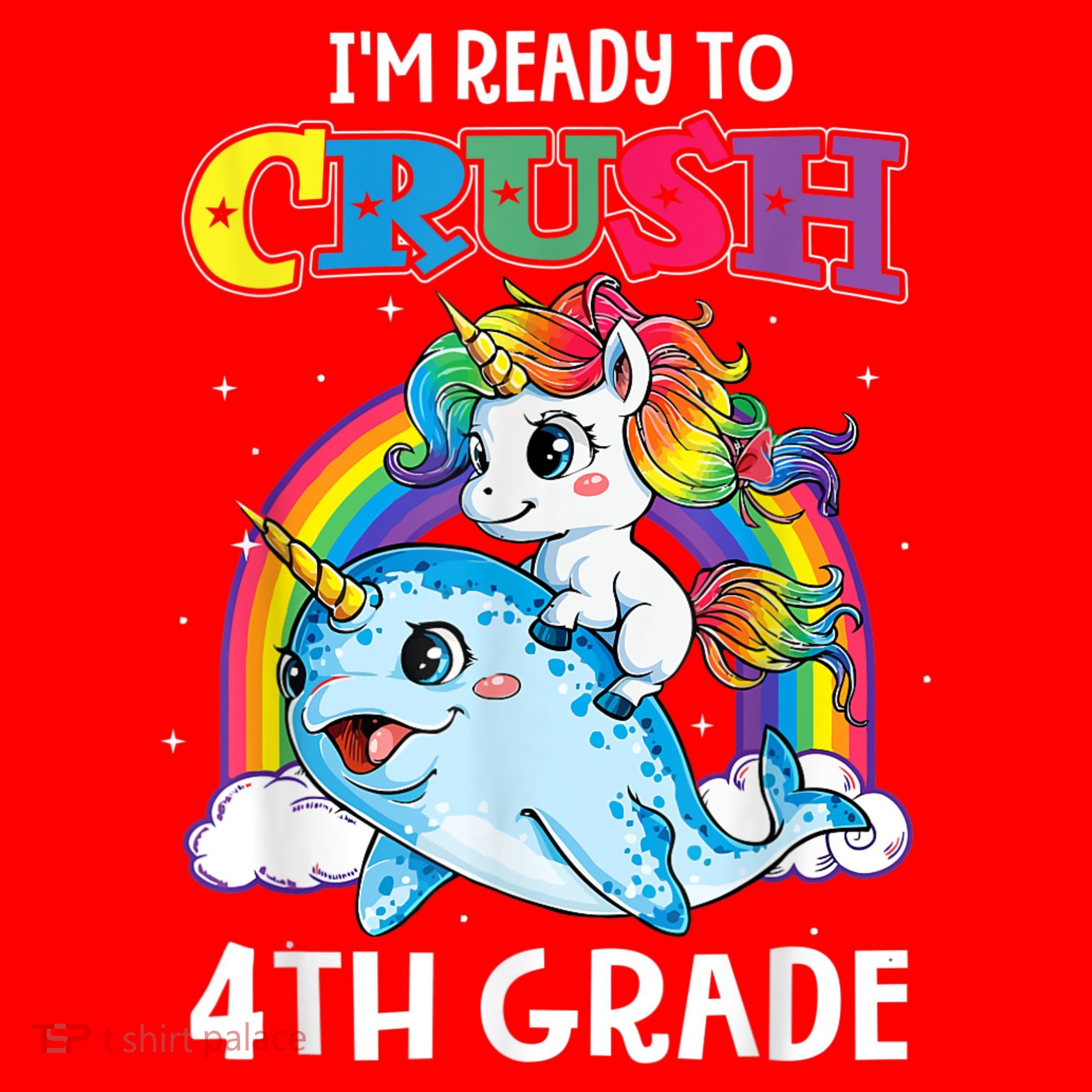 Im Ready To Crush 4th Grade Narwhal Unicorn Back To School Santa Hat