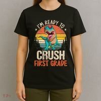 I'm Ready To Crush 1st Grade Dinosaur First Day Of School T-Shirt thumb 4