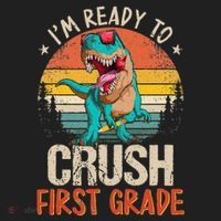 I'm Ready To Crush 1st Grade Dinosaur First Day Of School Beanie thumb 2