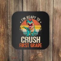 I'm Ready To Crush 1st Grade Dinosaur First Day Of School Coaster thumb 0