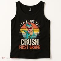 I'm Ready To Crush 1st Grade Dinosaur First Day Of School Tank Top thumb 2