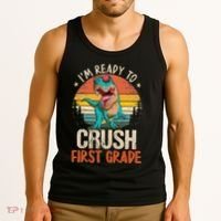 I'm Ready To Crush 1st Grade Dinosaur First Day Of School Tank Top thumb 3