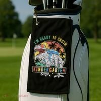 I'm Ready To Crush Kindergarten Dinosaur First Day Of School Golf Towel thumb 2