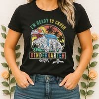 I'm Ready To Crush Kindergarten Dinosaur First Day Of School Women's T-Shirt thumb 2