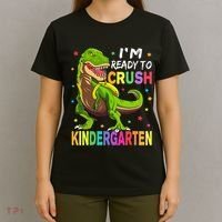 I'm Ready To Crush Kindergarten Back To School Dinosaur T-Shirt thumb 4