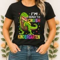 I'm Ready To Crush Kindergarten Back To School Dinosaur Women's T-Shirt thumb 2
