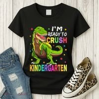 I'm Ready To Crush Kindergarten Back To School Dinosaur Women's T-Shirt thumb 3