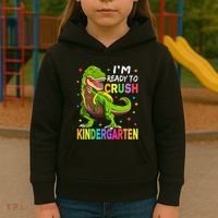 I'm Ready To Crush Kindergarten Back To School Dinosaur Kids Hoodie thumb 3