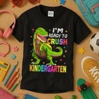 I'm Ready To Crush Kindergarten Back To School Dinosaur Kids T-Shirt thumb 3