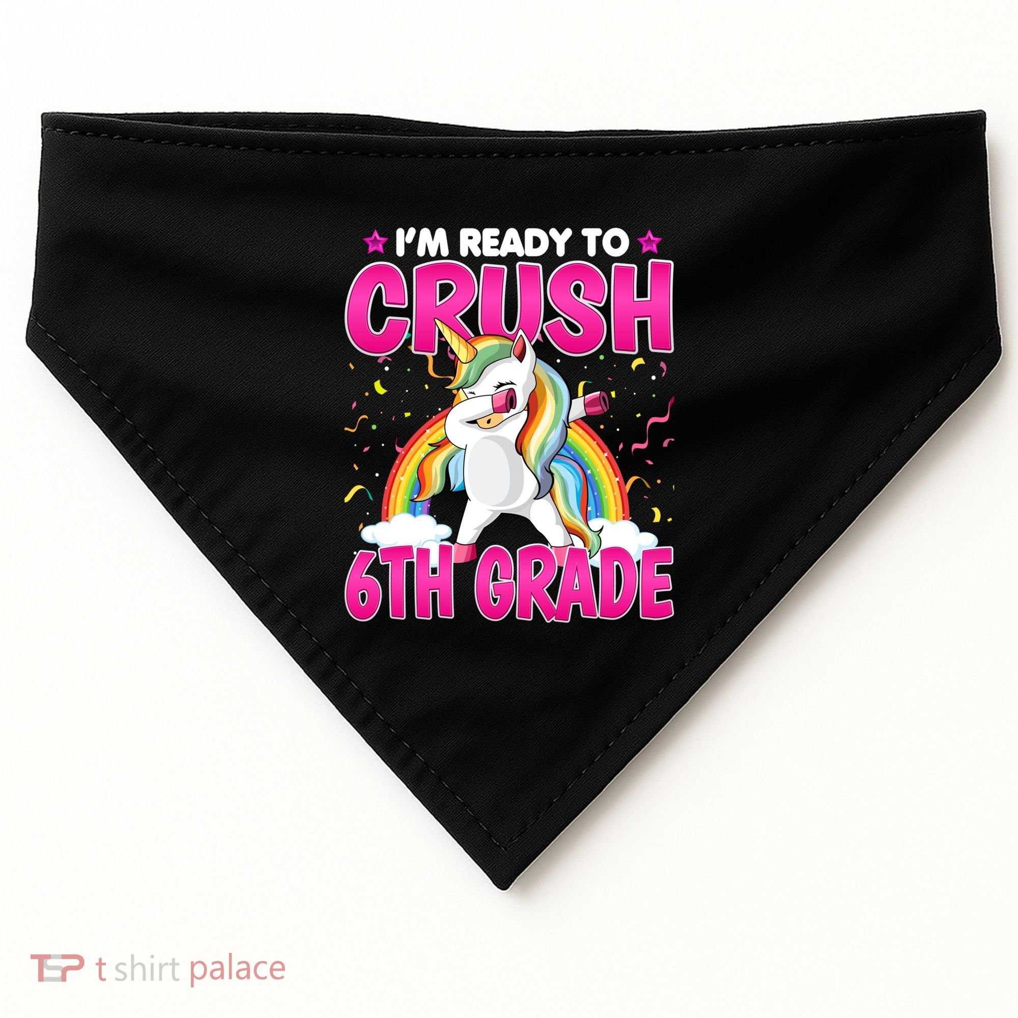 Im Ready To Crush Six Grade Dabbing Unicorn 6Th Grade Funny Gift USA-Made Doggie Bandana