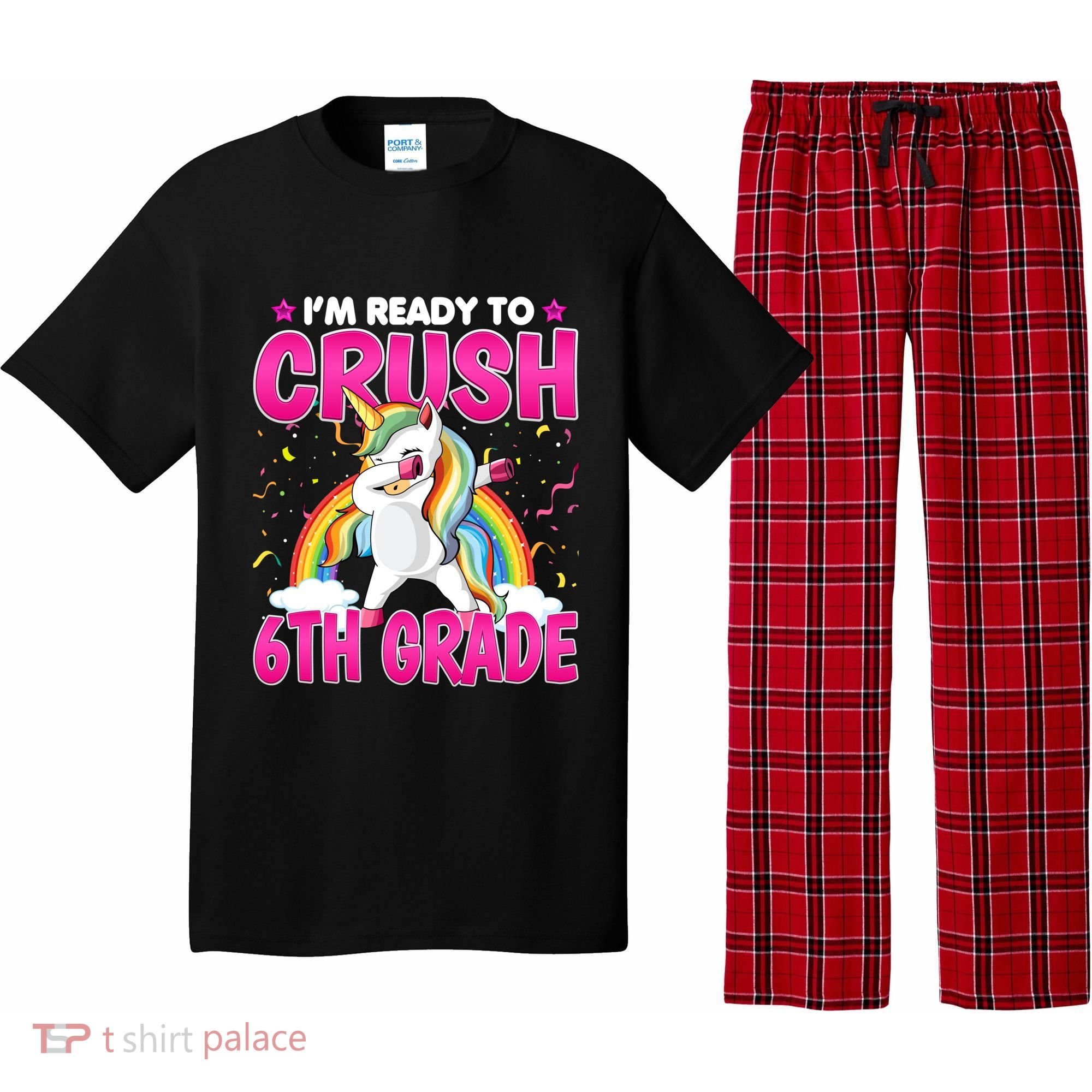 Im Ready To Crush Six Grade Dabbing Unicorn 6Th Grade Funny Gift Pajama Set