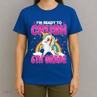 Im Ready To Crush Six Grade Dabbing Unicorn 6Th Grade Funny Gift T-Shirt thumb 4