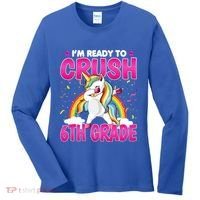 Im Ready To Crush Six Grade Dabbing Unicorn 6Th Grade Funny Gift Women's Long Sleeve Shirt thumb 0