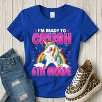 Im Ready To Crush Six Grade Dabbing Unicorn 6Th Grade Funny Gift Women's T-Shirt thumb 3