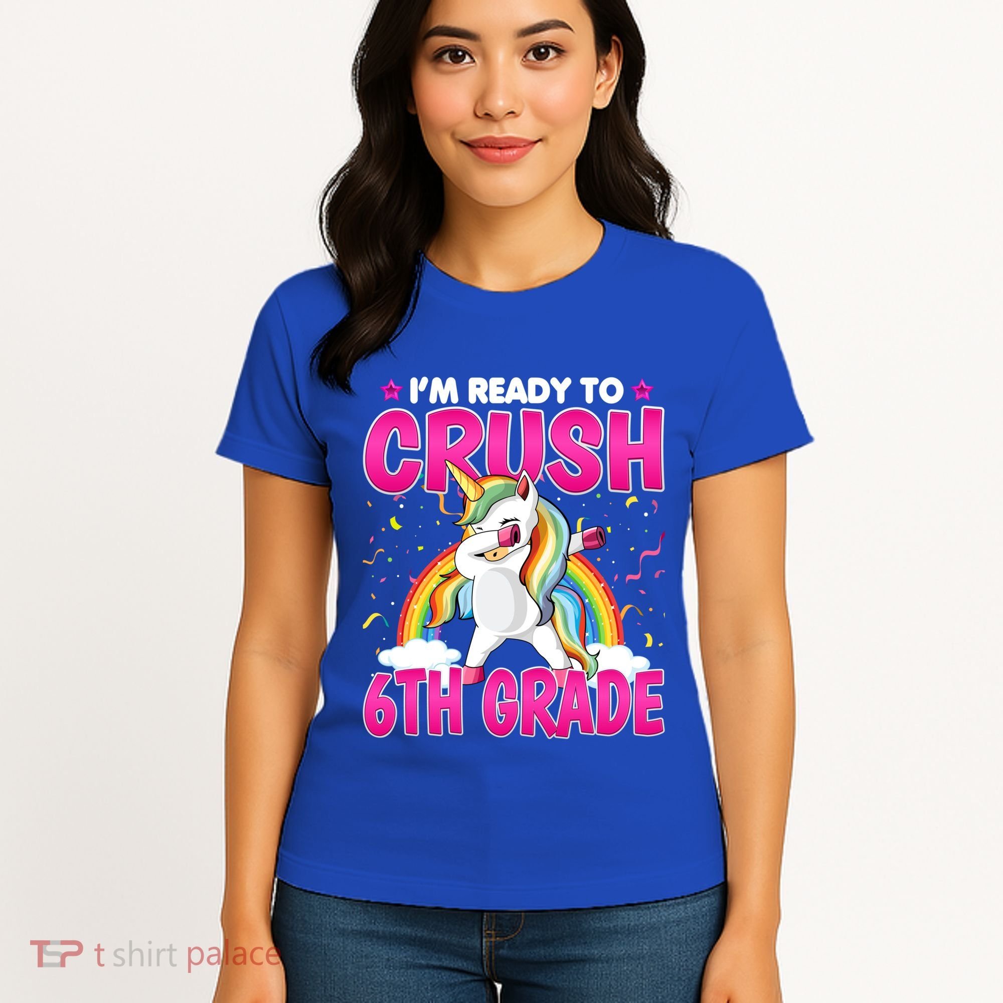 Im Ready To Crush Six Grade Dabbing Unicorn 6Th Grade Funny Gift Women's T-Shirt