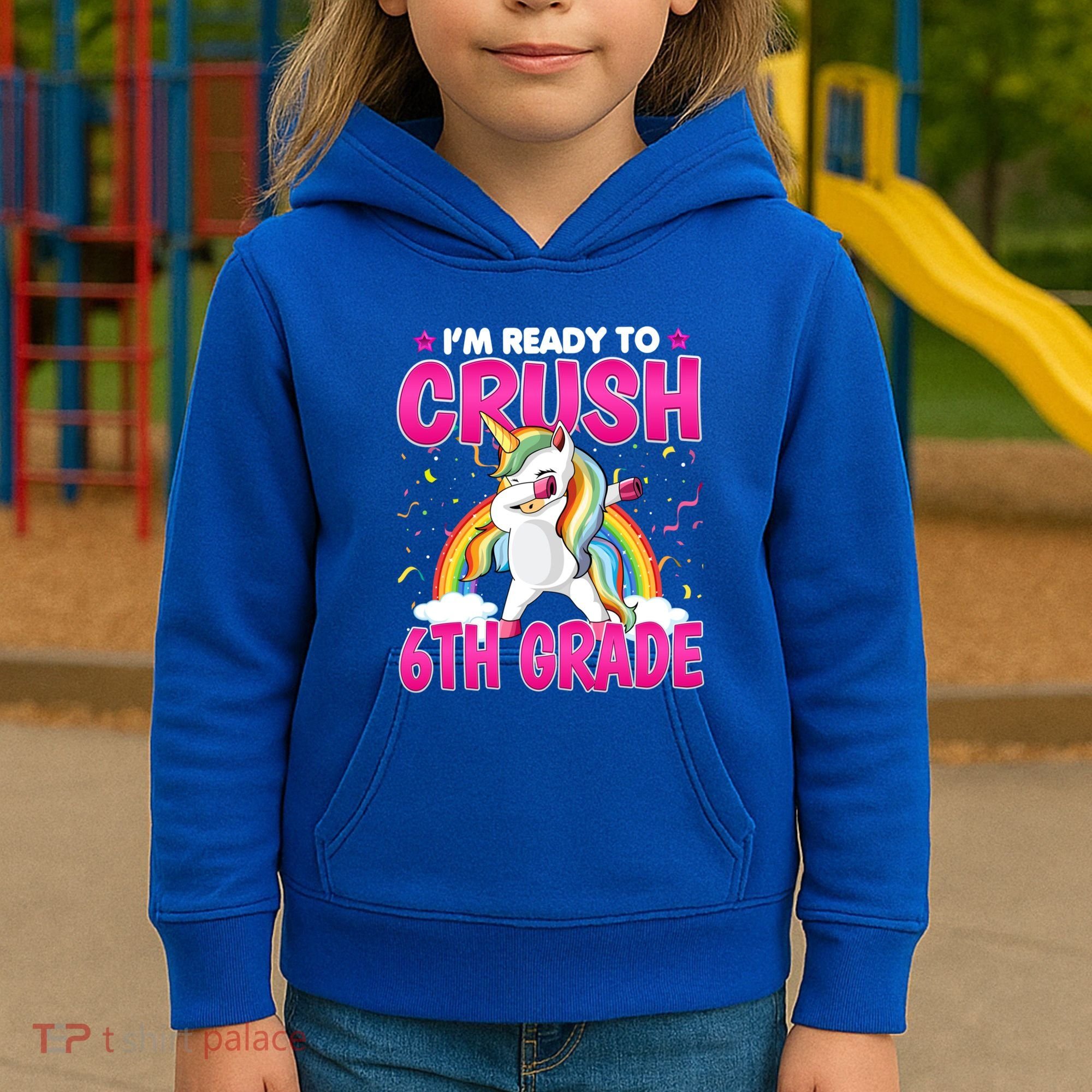 Im Ready To Crush Six Grade Dabbing Unicorn 6Th Grade Funny Gift Kids Hoodie
