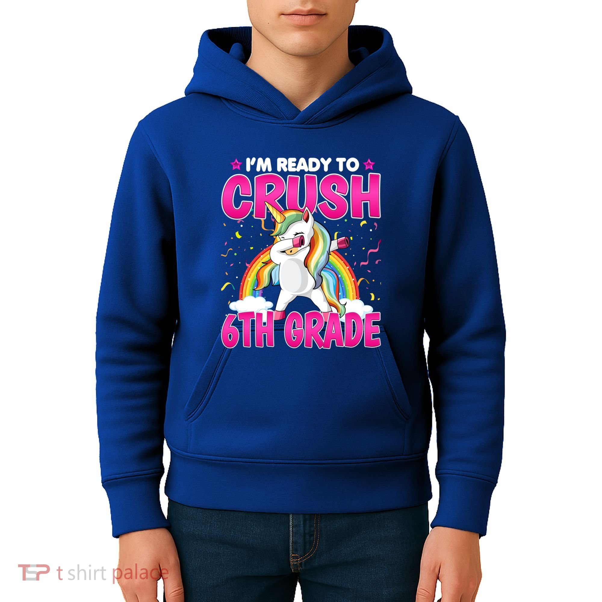 Im Ready To Crush Six Grade Dabbing Unicorn 6Th Grade Funny Gift Kids Hoodie