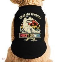 I'm Ready To Crush 1st Grade Dinosaur T Rex Back To School Doggie Tank thumb 0