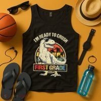 I'm Ready To Crush 1st Grade Dinosaur T Rex Back To School Tank Top thumb 4