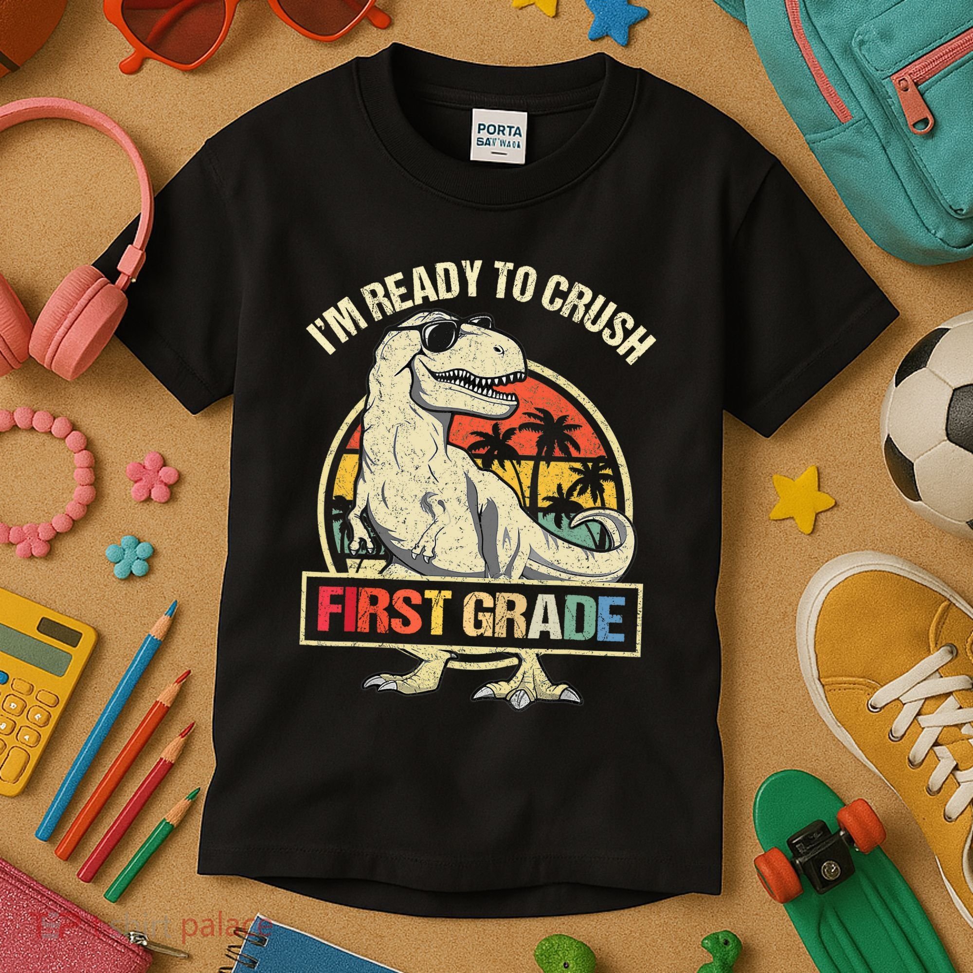 I'm Ready To Crush 1st Grade Dinosaur T Rex Back To School Kids T-Shirt