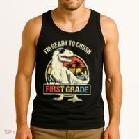 I'm Ready To Crush 1st Grade Dinosaur T Rex Back To School Tank Top thumb 3