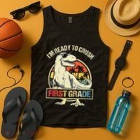 I'm Ready To Crush 1st Grade Dinosaur T Rex Back To School Tank Top thumb 4