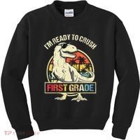 I'm Ready To Crush 1st Grade Dinosaur T Rex Back To School Kids Sweatshirt thumb 0