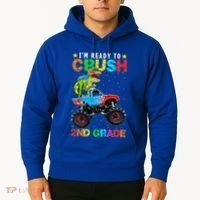 Im Ready To Crush 2nd Grade Monster Truck Dinosaur Hoodie thumb 2