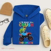 Im Ready To Crush 2nd Grade Monster Truck Dinosaur Hoodie thumb 4