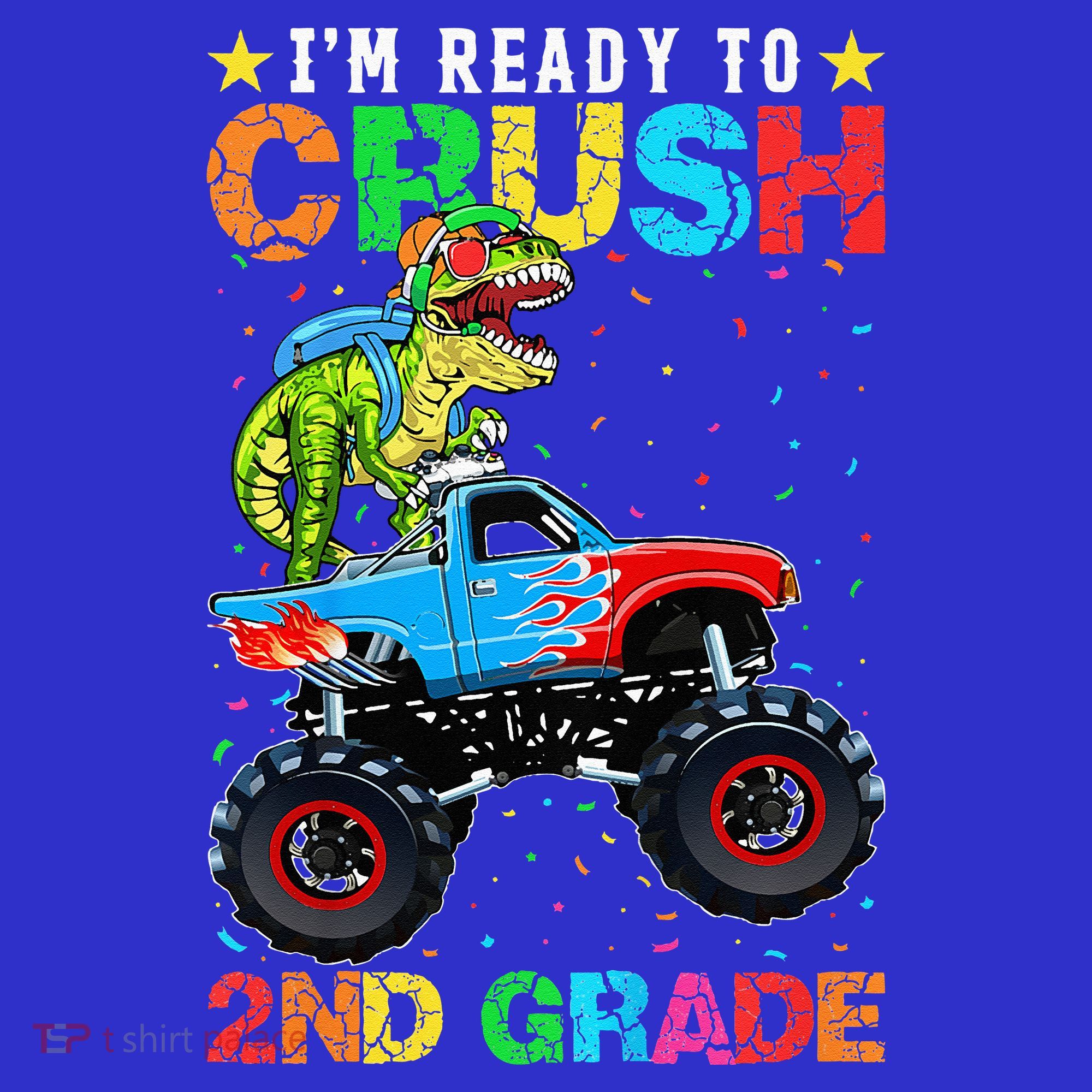 Im Ready To Crush 2nd Grade Monster Truck Dinosaur Hoodie