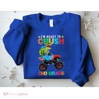 Im Ready To Crush 2nd Grade Monster Truck Dinosaur Sweatshirt thumb 2