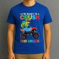 Im Ready To Crush 2nd Grade Monster Truck Dinosaur T-Shirt thumb 3