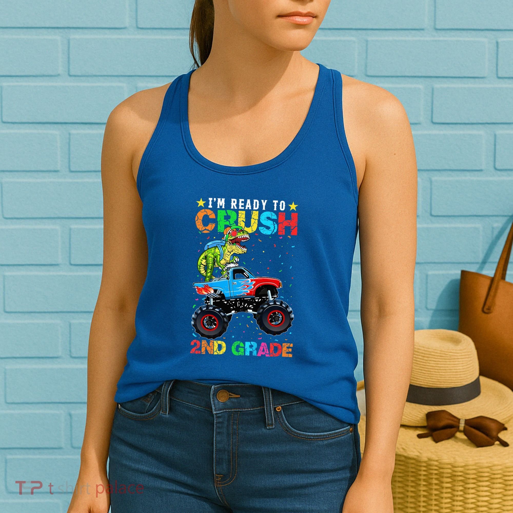 Im Ready To Crush 2nd Grade Monster Truck Dinosaur Women's Tank Top