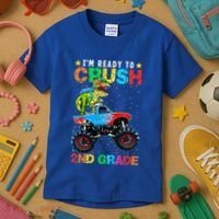 Im Ready To Crush 2nd Grade Monster Truck Dinosaur Kids T-Shirt thumb 3