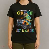 Im Ready To Crush 1st Grade Dinosaur T Rex Back To School T-Shirt thumb 4
