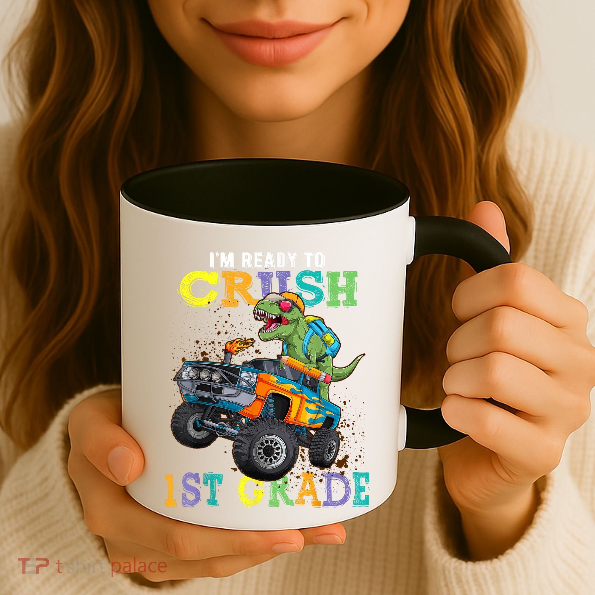 Im Ready To Crush 1st Grade Dinosaur T Rex Back To School Coffee Mug
