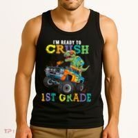 Im Ready To Crush 1st Grade Dinosaur T Rex Back To School Tank Top thumb 3