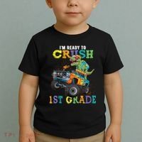Im Ready To Crush 1st Grade Dinosaur T Rex Back To School Toddler T-Shirt thumb 2