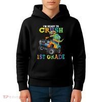 Im Ready To Crush 1st Grade Dinosaur T Rex Back To School Kids Hoodie thumb 4