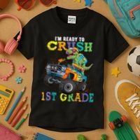 Im Ready To Crush 1st Grade Dinosaur T Rex Back To School Kids T-Shirt thumb 3