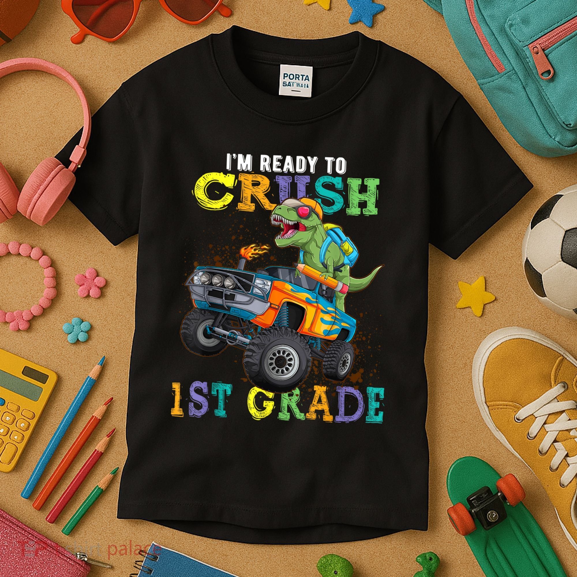 Im Ready To Crush 1st Grade Dinosaur T Rex Back To School Kids T-Shirt