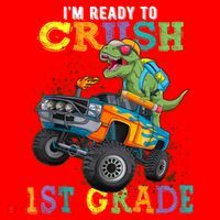 Im Ready To Crush 1st Grade Dinosaur T Rex Back To School Santa Hat thumb 1