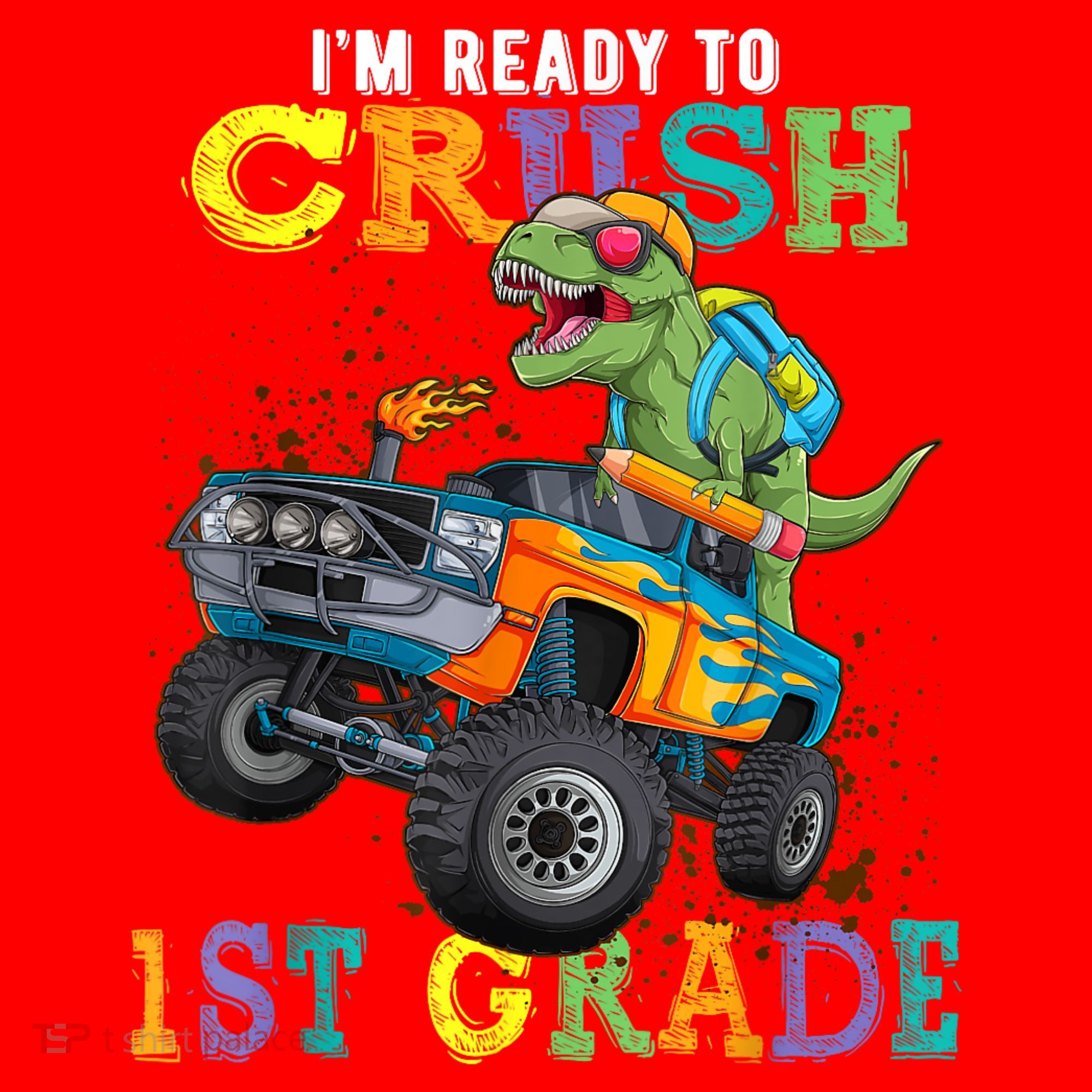 Im Ready To Crush 1st Grade Dinosaur T Rex Back To School Santa Hat