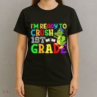 I'm Ready To Crush 1st Grade Truck Dinosaur Back To School T-Shirt thumb 4