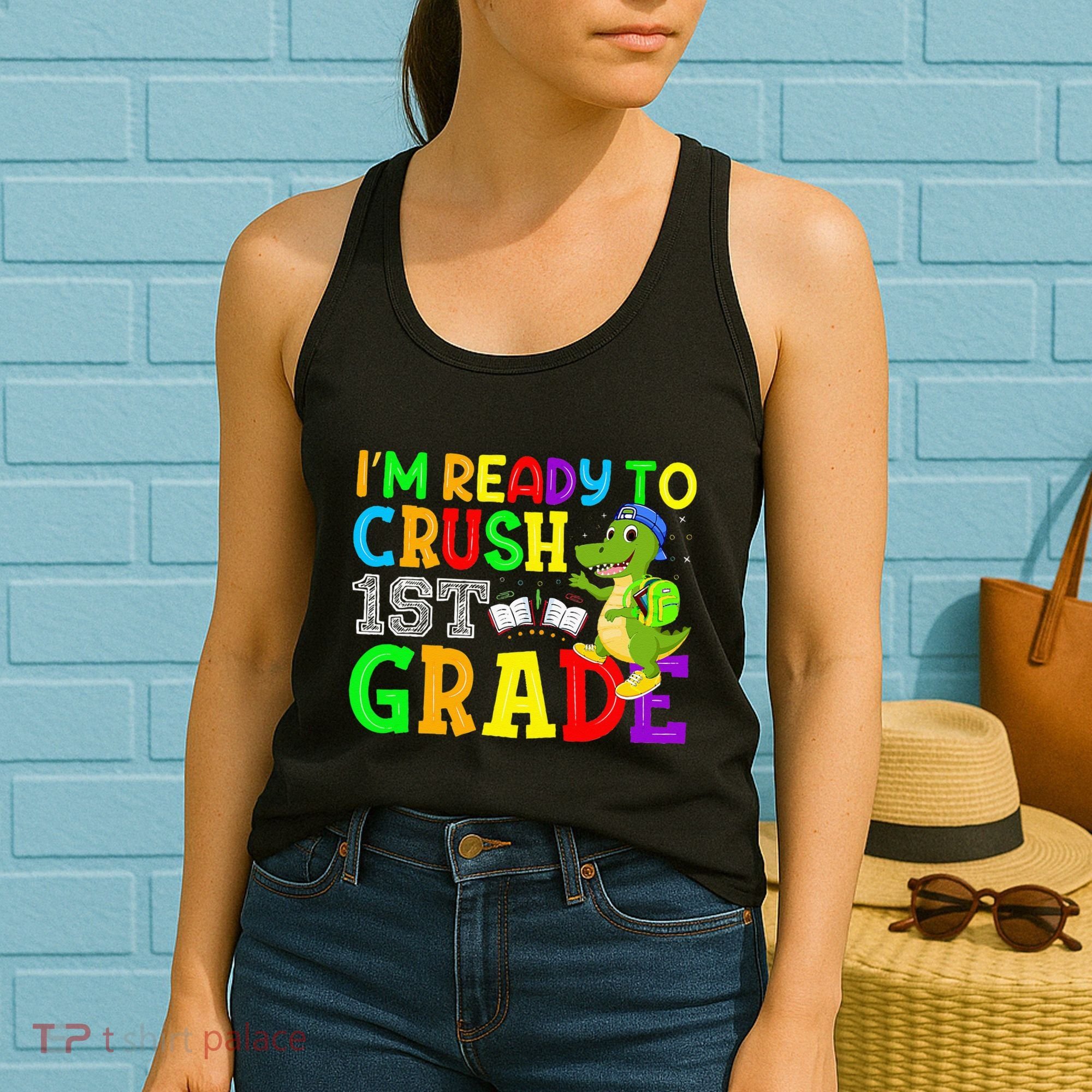 I'm Ready To Crush 1st Grade Truck Dinosaur Back To School Women's Tank Top