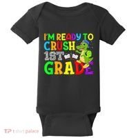 I'm Ready To Crush 1st Grade Truck Dinosaur Back To School Baby Bodysuit thumb 0