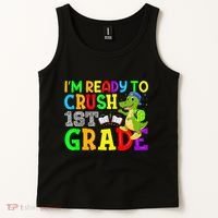 I'm Ready To Crush 1st Grade Truck Dinosaur Back To School Tank Top thumb 2