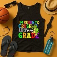 I'm Ready To Crush 1st Grade Truck Dinosaur Back To School Tank Top thumb 4