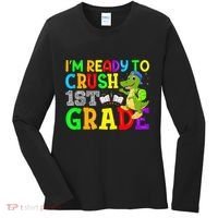 I'm Ready To Crush 1st Grade Truck Dinosaur Back To School Women's Long Sleeve Shirt thumb 0